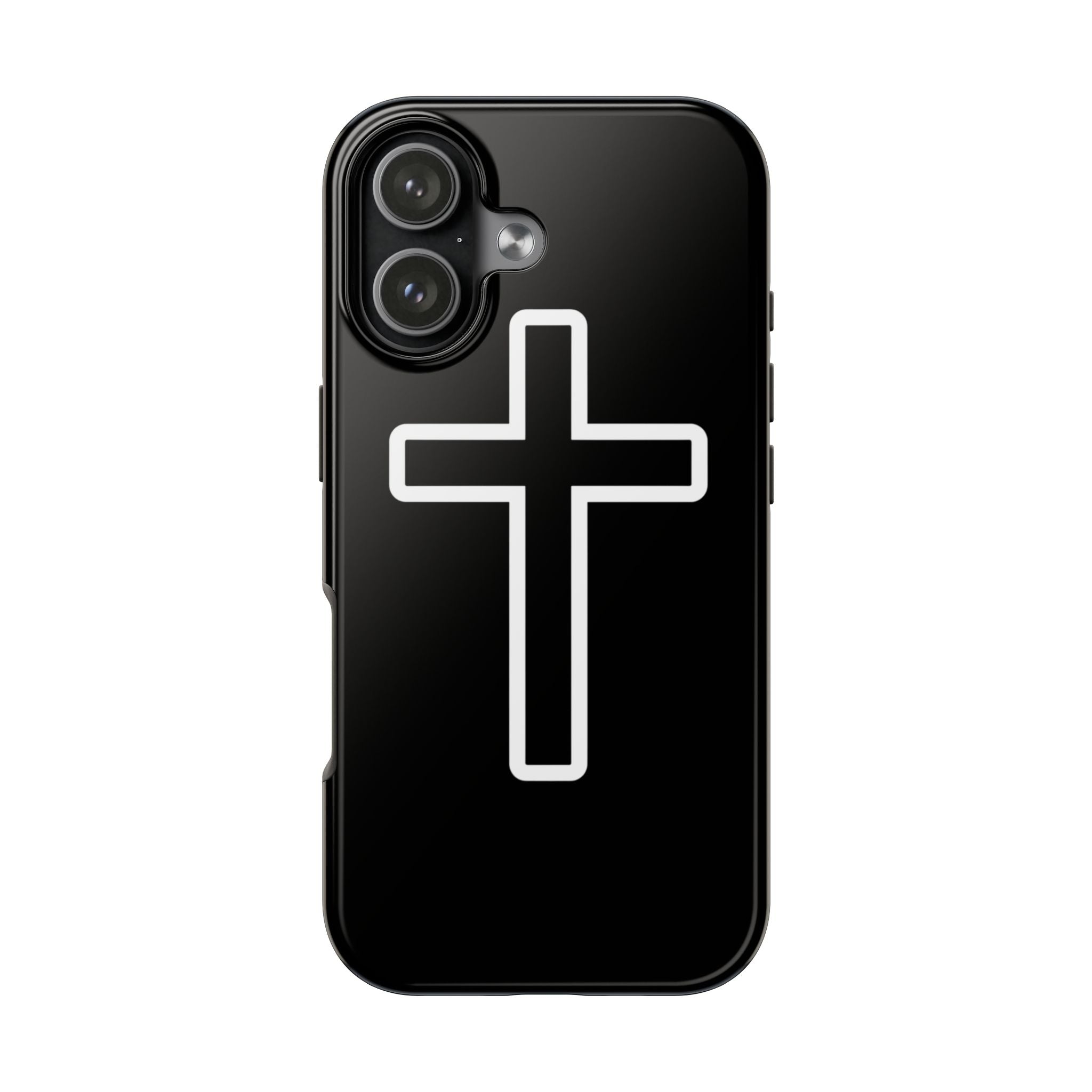 Tough Phone Case — Glossy Black Christian Cross Phone Cover (Shockproof)