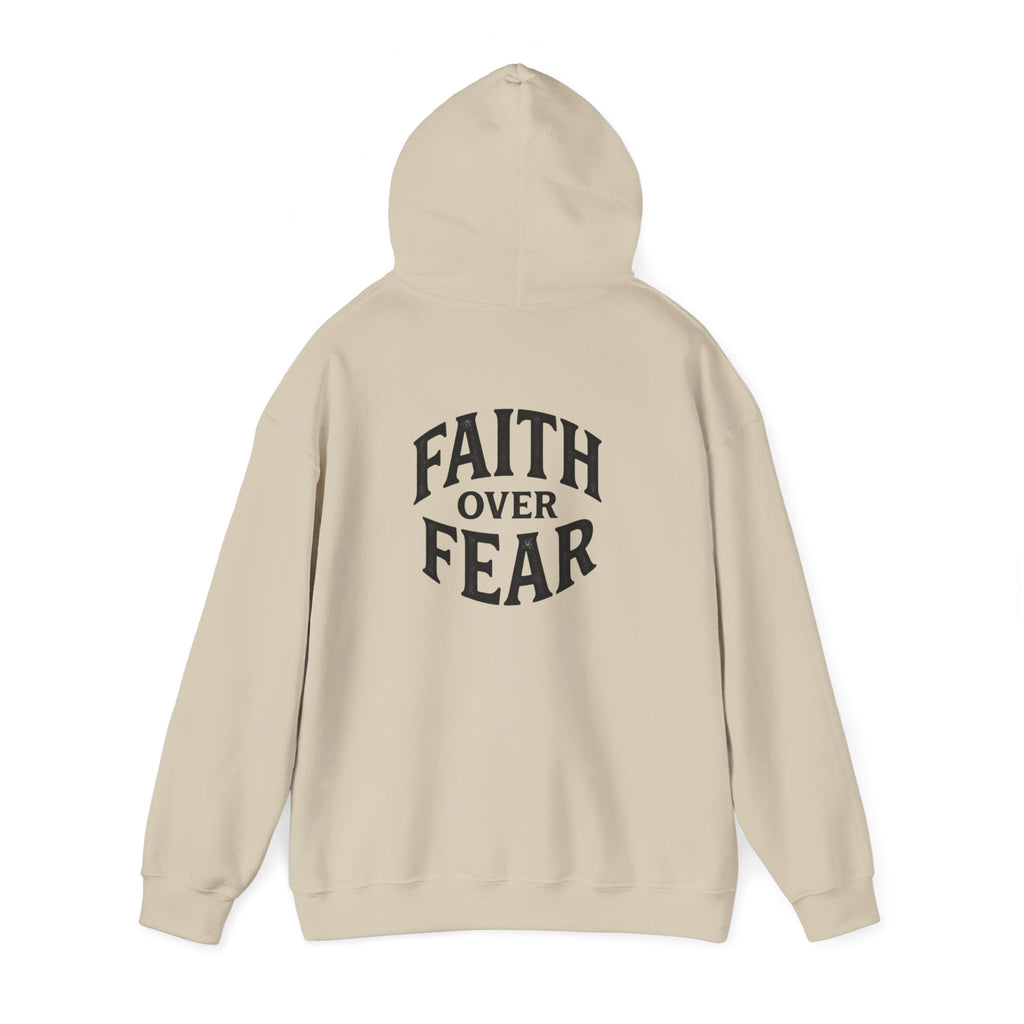 Faith Over Fear Hoodie — Minimal Cross Christian Pullover