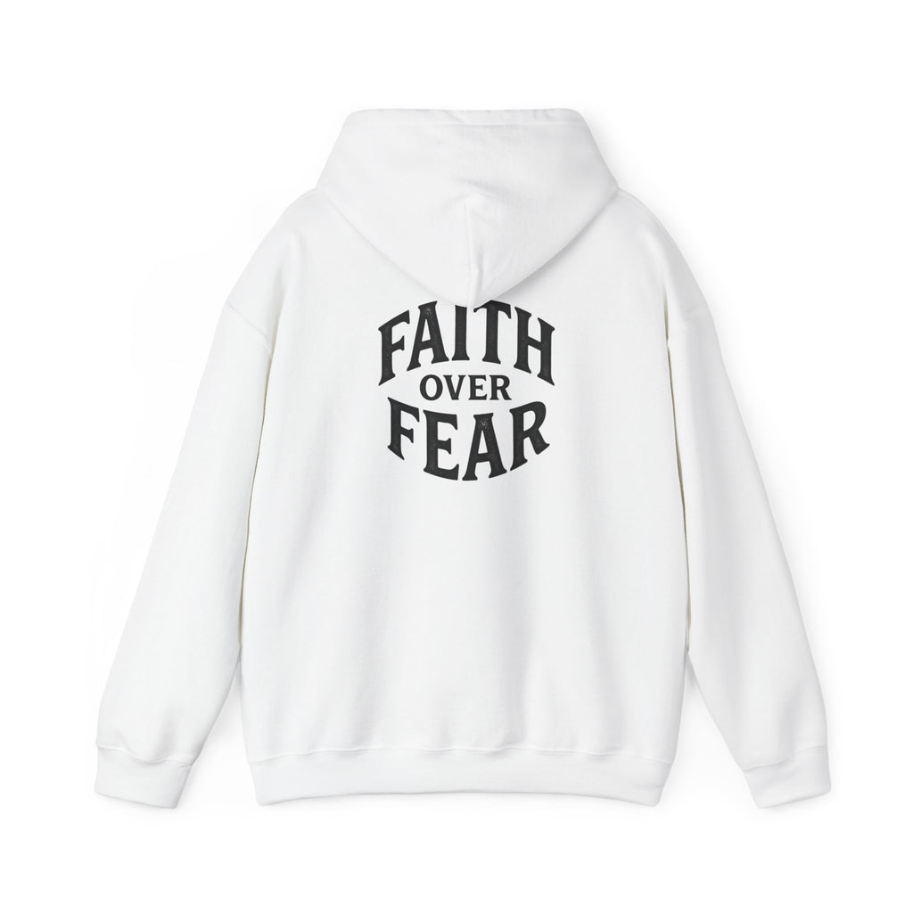 Faith Over Fear Hoodie — Minimal Cross Christian Pullover