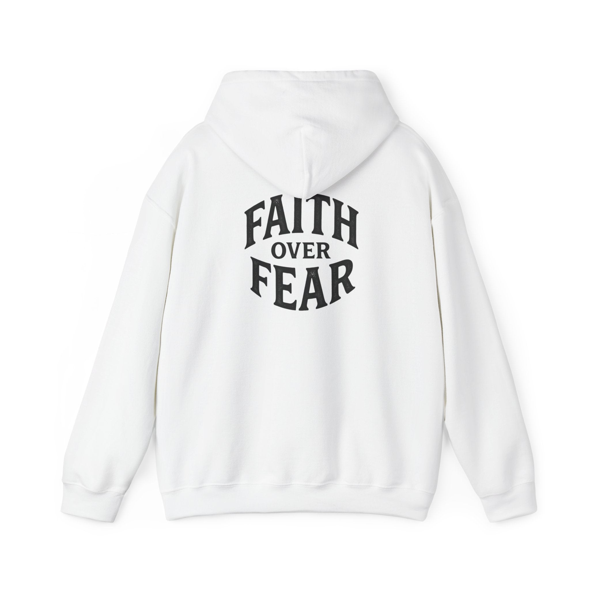 Faith Over Fear Hoodie — Minimal Cross Christian Pullover