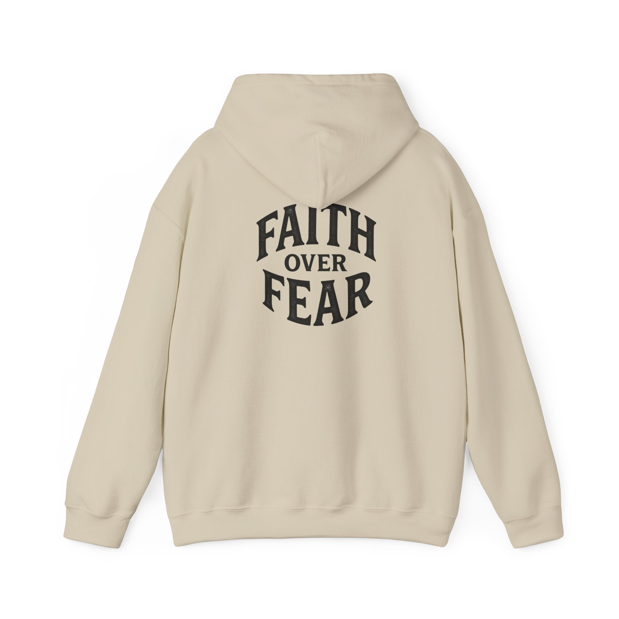 Faith Over Fear Hoodie — Minimal Cross Christian Pullover