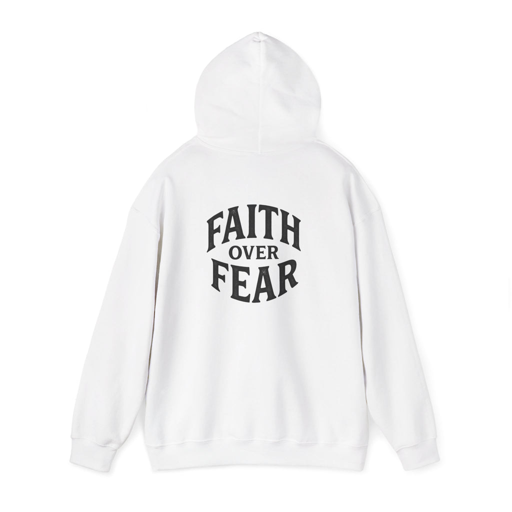 Faith Over Fear Hoodie — Minimal Cross Christian Pullover