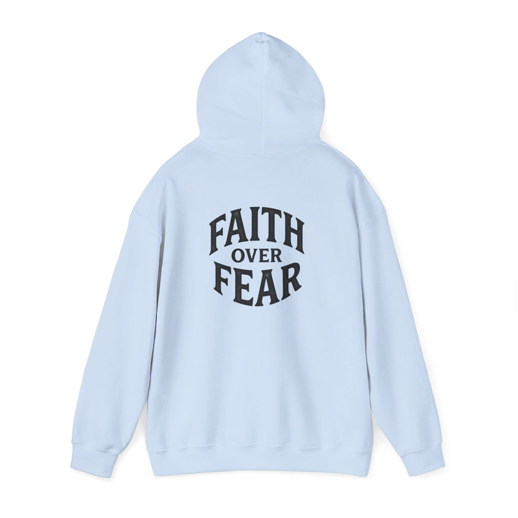 Faith Over Fear Hoodie — Minimal Cross Christian Pullover
