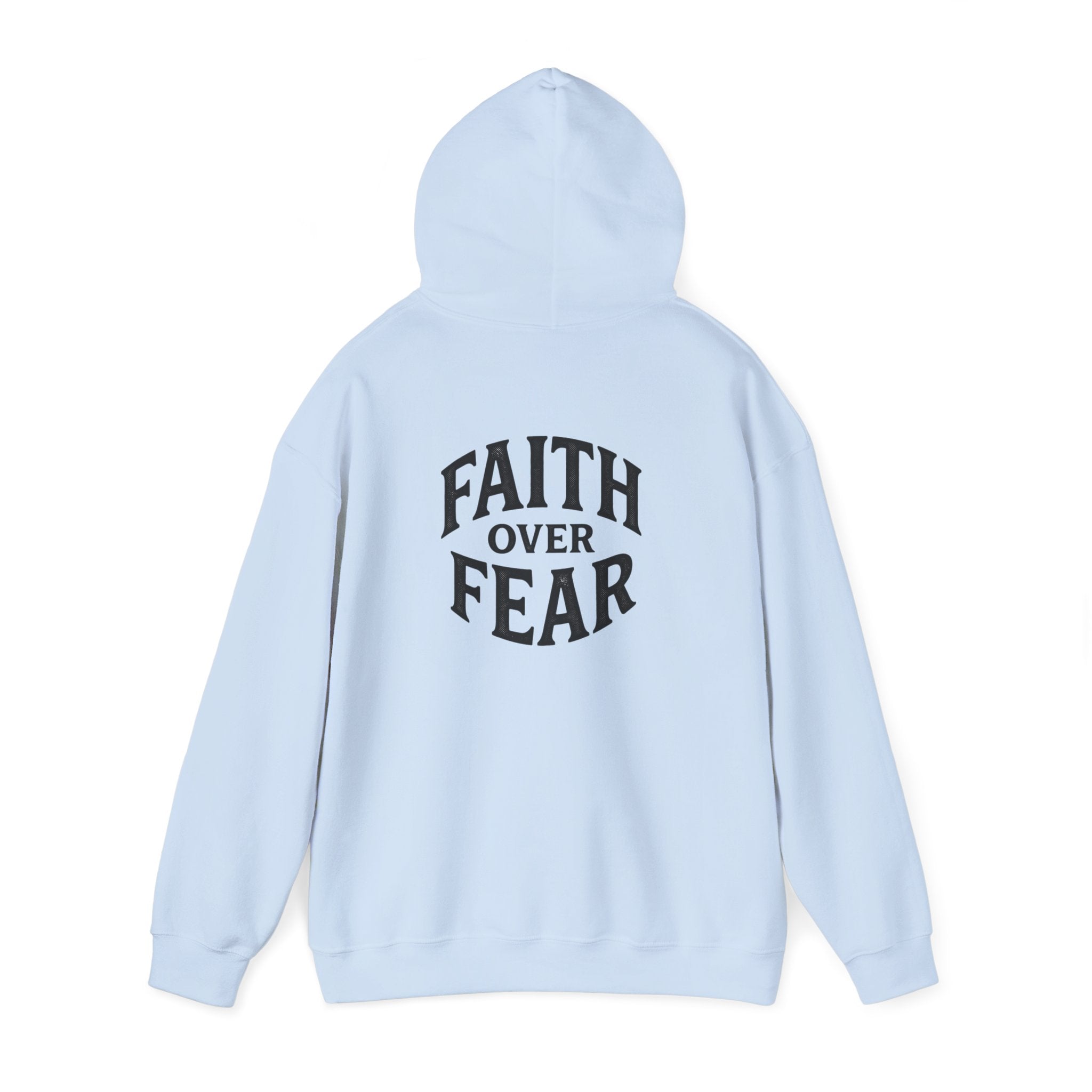 Faith Over Fear Hoodie — Minimal Cross Christian Pullover
