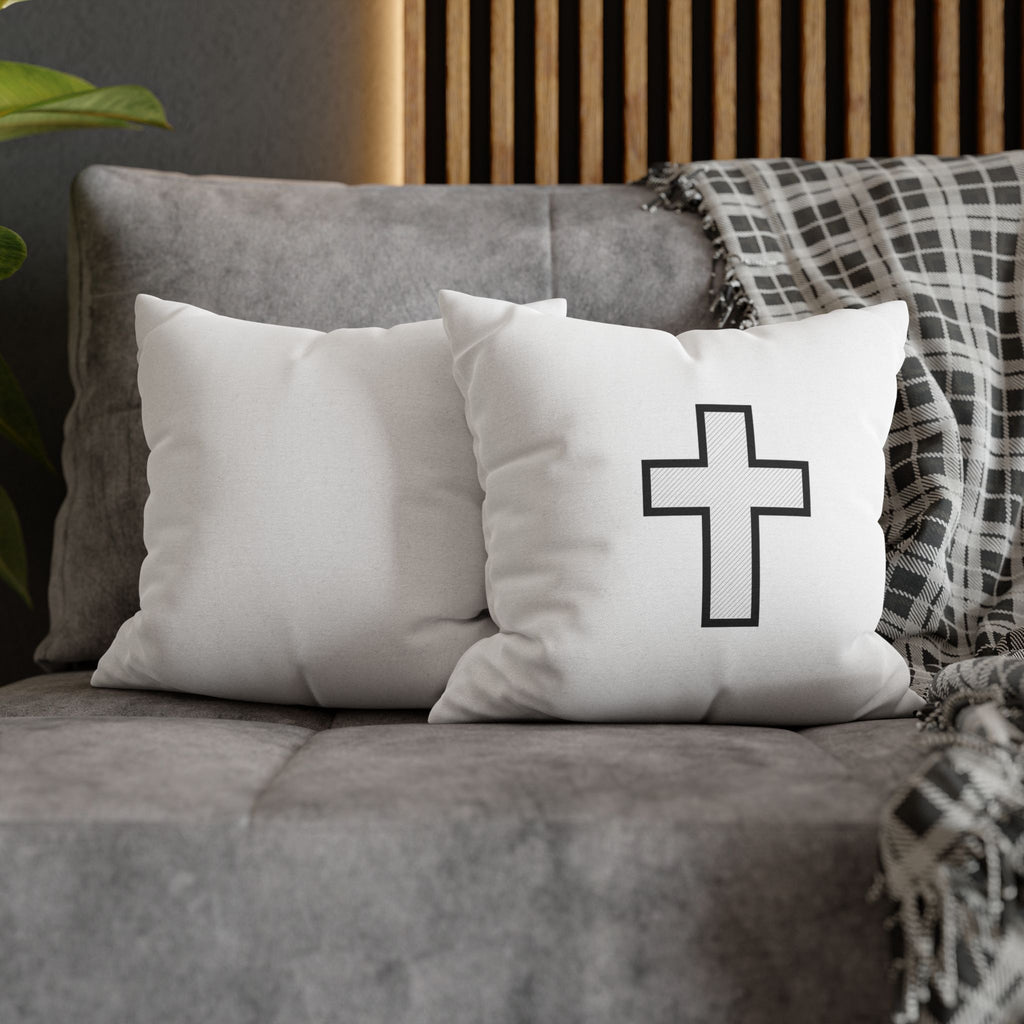 Minimal Black Cross Decorative Pillowcase — Christian Accent Cushion Cover