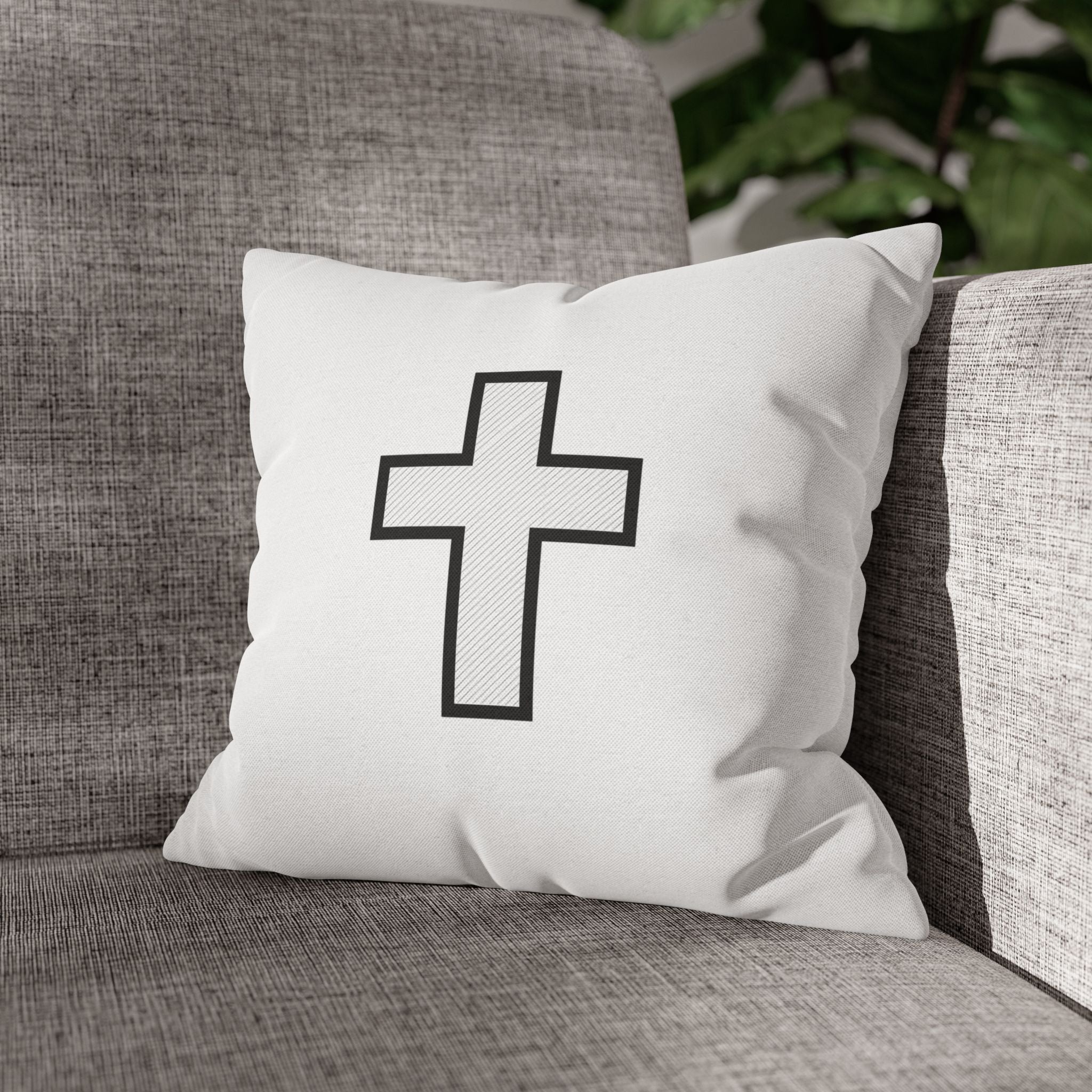 Minimal Black Cross Decorative Pillowcase — Christian Accent Cushion Cover