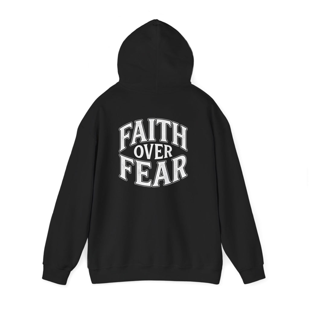 Faith Over Fear Hoodie — Minimal Cross Christian Pullover