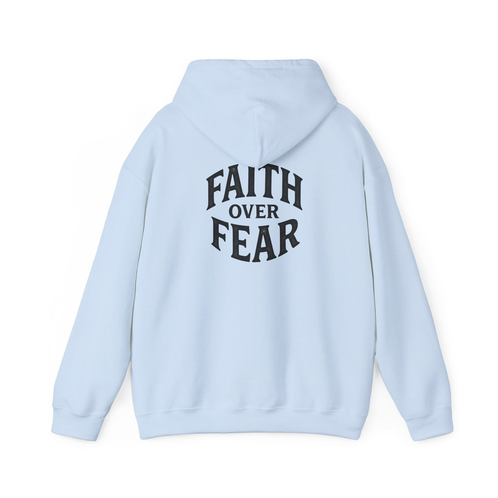 Faith Over Fear Hoodie — Minimal Cross Christian Pullover