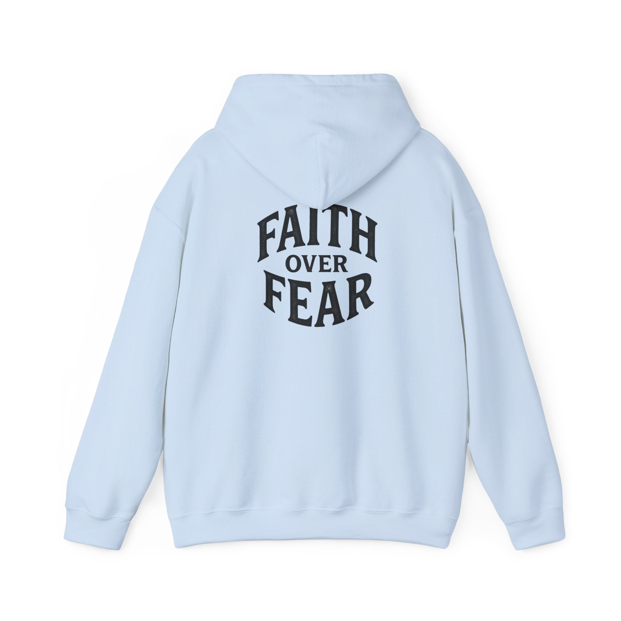 Faith Over Fear Hoodie — Minimal Cross Christian Pullover